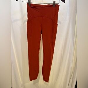 Lululemon Athletica Orange-Red Leggings Sleek Minimalist Design